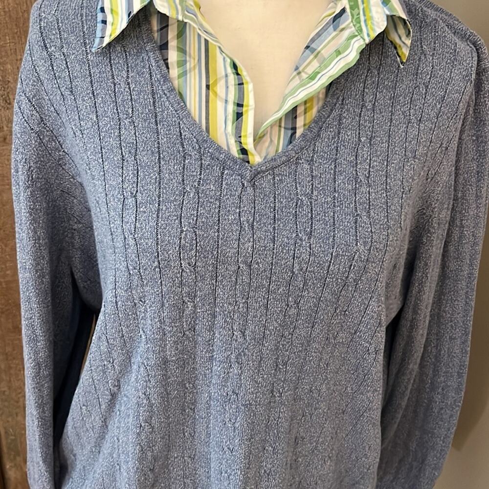 Alfred Dunner V-neck Rib Knit Granny Sweater with Collar-XL - Picture 2 of 4